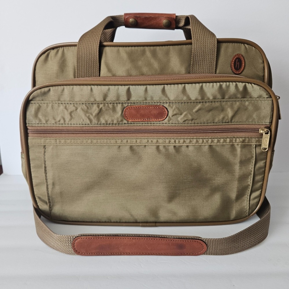 Brookfield by Hartmann Messenger Bag Carry-on Tote Leather Accents Adjustable